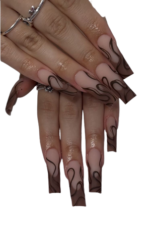 brown French nails