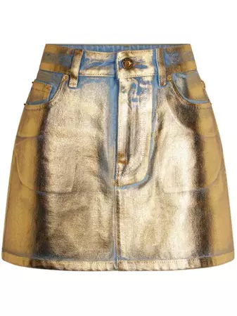Rabanne Metallic Denim Miniskirt - Farfetch