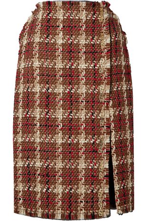 Versace | Embellished wool-blend tweed midi skirt | NET-A-PORTER.COM