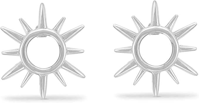 Amazon.com: Boma Jewelry Sterling Silver Sunburst Sun Open Circle Stud Earrings: Clothing, Shoes & Jewelry
