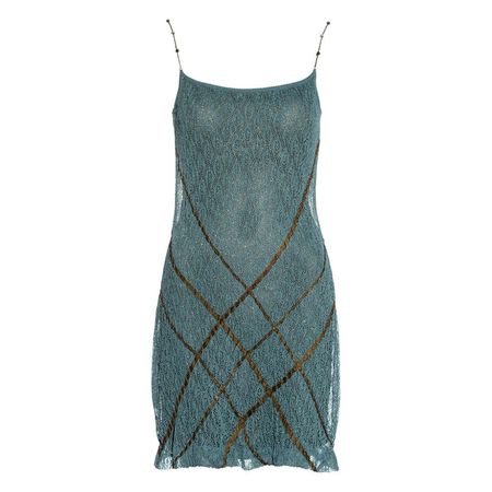 Christian Dior by John Galliano teal double-layered knitted lace dress, ss 1999 For Sale at 1stDibs