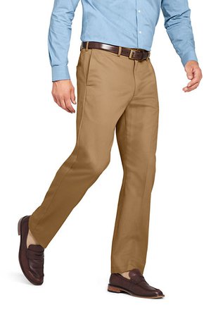 Men's Plain Front Comfort Waist No Iron Chino Pants from Lands' End