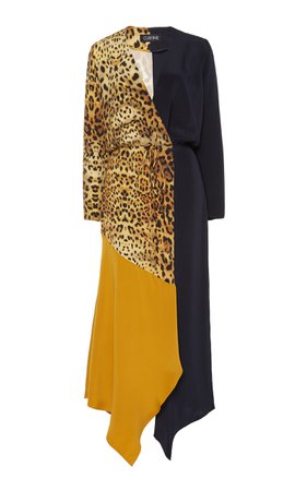 Sézane- Colorblock Long Sleeved Silk Dress