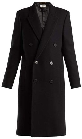 Double Breasted Wool Coat - Womens - Black