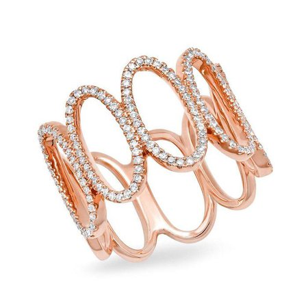 14KT Rose Gold Diamond Oval Band Ring