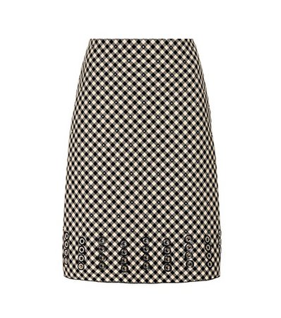 Checked cotton and wool skirt