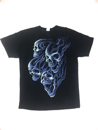 Streetwear Blue Skull Flame Overprint Shirt | Grailed