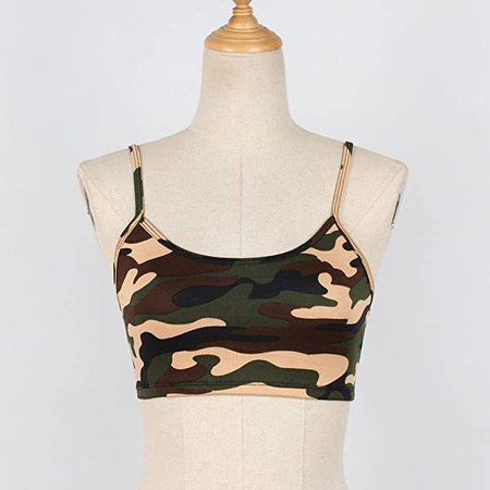 Camouflage Crop Tops For Womens 2020, FORUU Summer Plus Size Camis Sexy Casual Deep U Neck Short Tee Vest Tank Womens Sleeveless O-neck Button Up Casual Print Vest Cami Tank Top St. Patrick's Day Gift at Amazon Women’s Clothing store