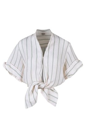 Saharienne Striped Linen Cropped Shirt By Johanna Ortiz | Moda Operandi