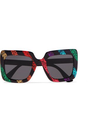 Gucci | Square-frame glittered acetate sunglasses | NET-A-PORTER.COM