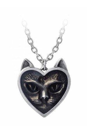 Love Cat Heart Pendant Necklace by Alchemy Gothic | Gothic