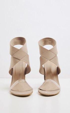 Nude Elastic Block Heel Sandal | Shoes | PrettyLittleThing USA
