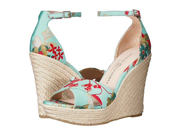 Chinese Laundry - Morgan (Teal Garden Fabric) Women's Wedge Shoes