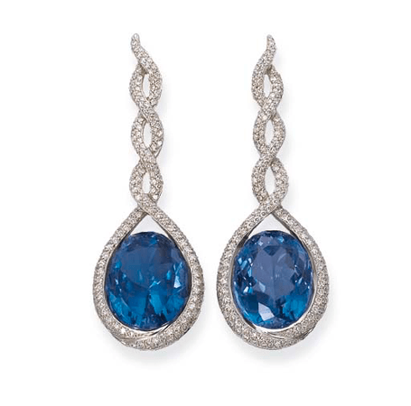 blue topaz diamond earrings