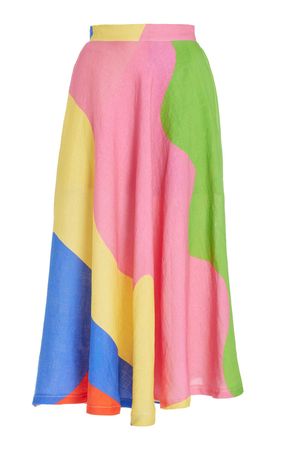 Exclusive Printed Linen Maxi Skirt By House Of Aama | Moda Operandi