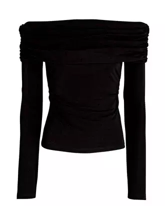 A.L.C. Cassie Off-The-Shoulder Velvet Top in black | INTERMIX®