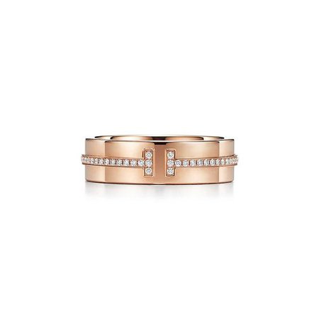 Tiffany T Two ring in 18k rose gold with diamonds. | Tiffany & Co.