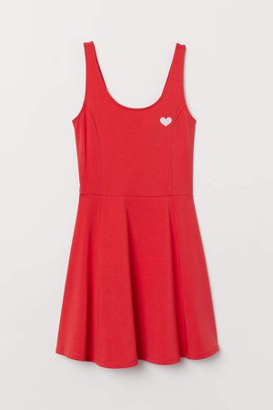 Sleeveless Jersey Dress - Red