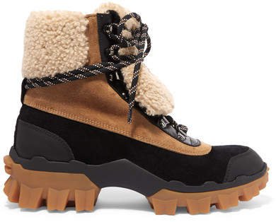 Harriet Suede, Shearling And Leather Ankle Boots - Tan