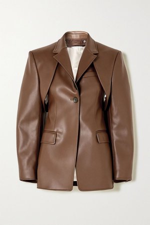 Brown Convertible faux leather blazer | Peter Do | NET-A-PORTER