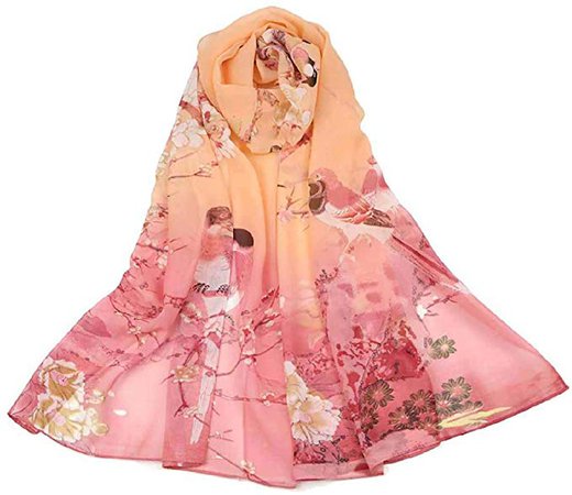 Women's Chiffon Scarf Lightweight Fashion Sheer Scarfs Shawl Wrap Scarves (Magpie&Pink) at Amazon Women’s Clothing store
