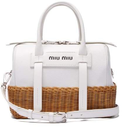 Wicker And Leather Shoulder Bag - Womens - White