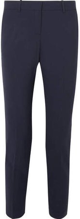 Testra Wool-blend Crepe Slim-leg Pants - Navy