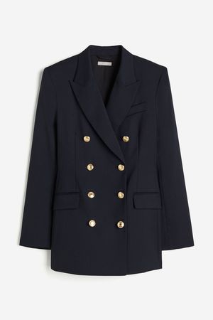 Double-breasted blazer - Navy blue - Ladies | H&M GB