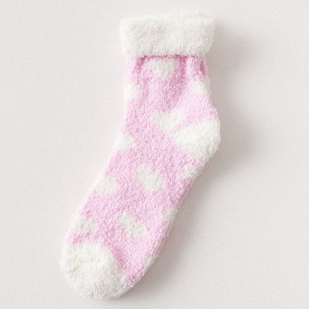 Warm Fluffy Heart Socks - Pastel Kitten