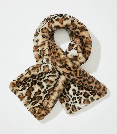 Leopard Print Faux Fur Pull Through Scarf | LOFT