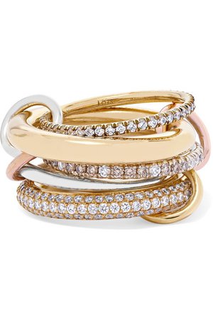 Spinelli Kilcollin | Nexus Blanc set of five 18-karat yellow and rose gold and sterling silver diamond rings | NET-A-PORTER.COM