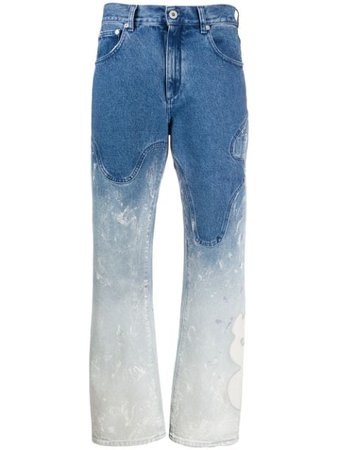 Shop blue Off-White bleached baggy jeans with Express Delivery - Farfetch