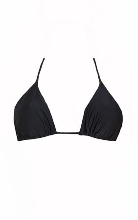 Black Mix Match Recycled Triangle Bikini Top | PrettyLittleThing USA