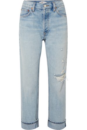 RE/DONE | 90s cropped distressed high-rise straight-leg jeans | NET-A-PORTER.COM