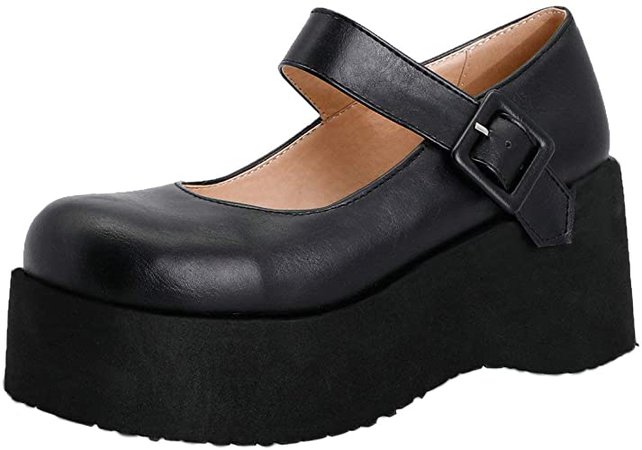 Amazon.com | Caradise Womens Gothic Lolita Cosplay Shoes Mary Jane Wedges Goth Platform Shoes Size 9 B(M) US, Black | Pumps