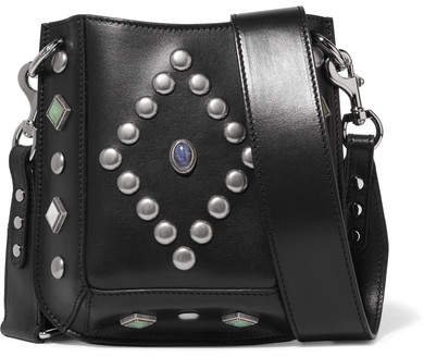 Nasko Studded Leather Shoulder Bag - Black