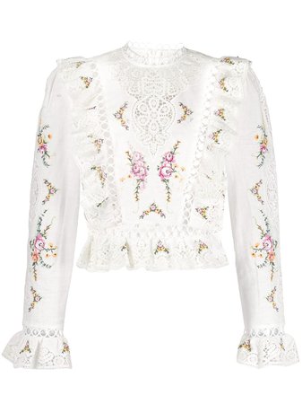 Zimmermann Embroidered Lace Top - Farfetch