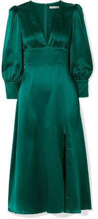 Keats Silk-satin Midi Dress - Emerald