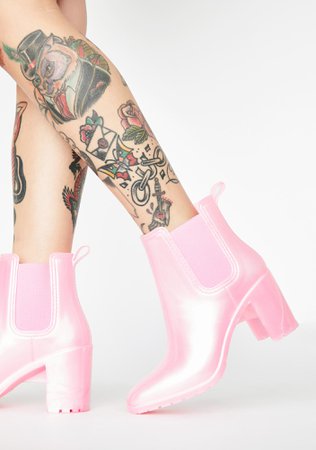 Rain Ankle Boots - Pink | Dolls Kill