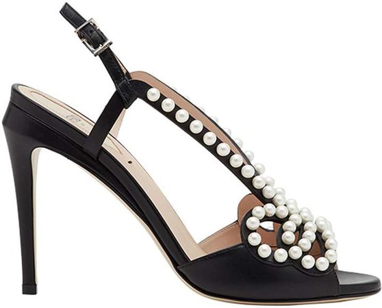 faux pearl-embellished sandals