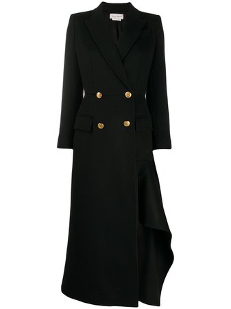 Shop black Alexander McQueen asymmetric long coat with Express Delivery - Farfetch