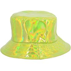 Surkat Unisex Fashion Hologram Climbing Bucket Hat Waterproof Fisherman Cap Travel Sunhat(Fluorescent Green) at Amazon Women’s Clothing store