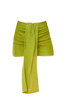 Lime Textured Drape Front Micro Mini Skirt | PrettyLittleThing USA