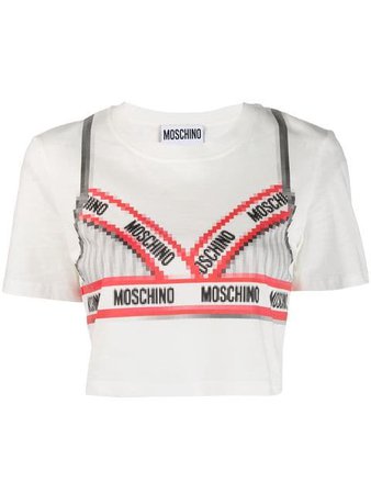 Moschino Bra Print Crop T-shirt - Farfetch