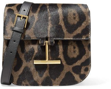 Tara Mini Leopard-print Calf Hair And Leather Shoulder Bag - Black