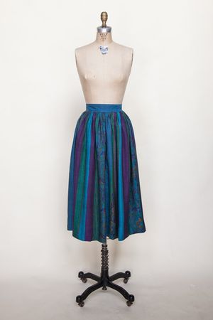 Vintage Jewel Tone Skirt 1980s Blue Skirt XS | Etsy