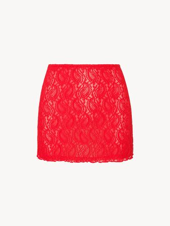The Lola Valentine | Stretch Lace Red Mini Skirt | Réalisation Par