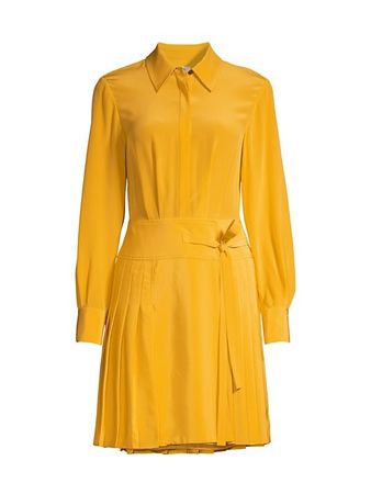 Shop Jason Wu Long-Sleeve Pleated Shirt Dress | Saks Fifth Avenue
