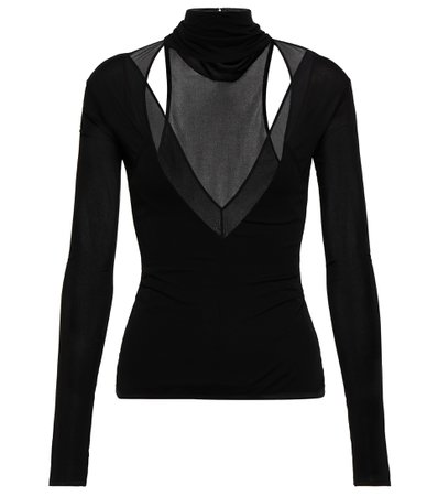 Nensi Dojaka - Cutout high-neck mesh top | Mytheresa