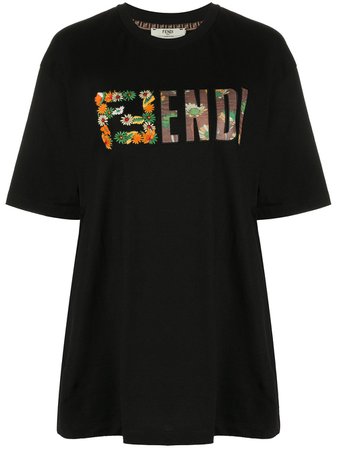 Fendi Floral Logo Oversized T-shirt - Farfetch
